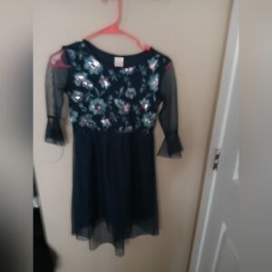 Wonder Nation Dark Blue Floral Embroidered Dress